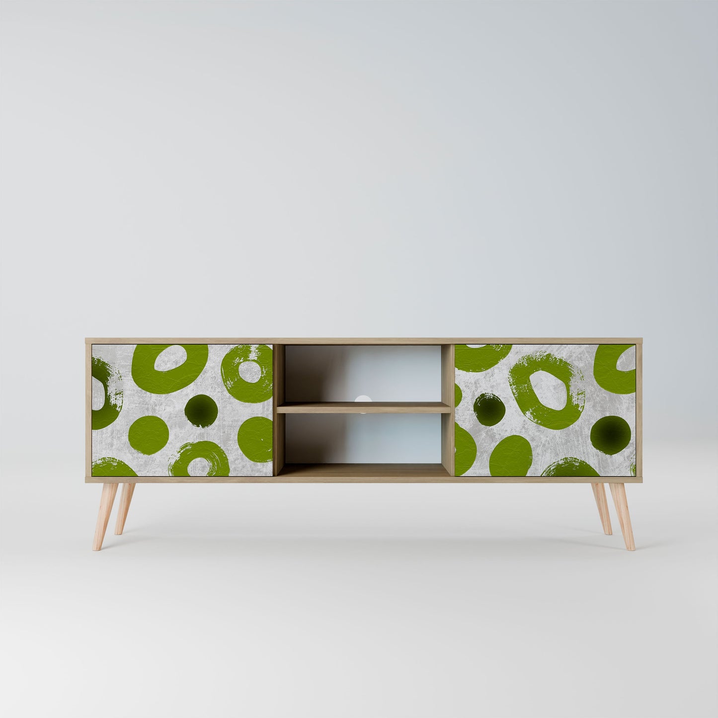 GREEN RHAPSODY 2-Door TV Stand in Oak Effect