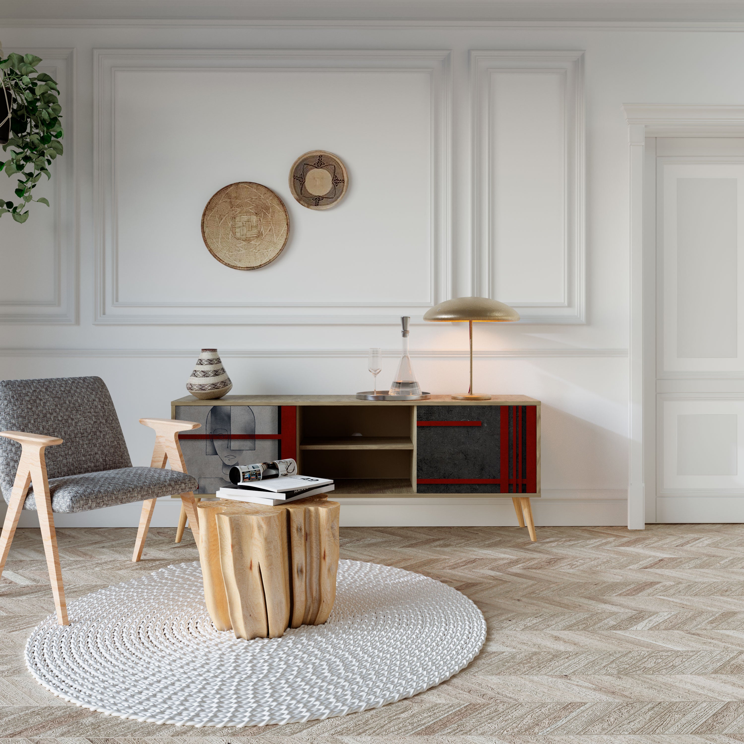 GRAY FIGURES Móvel de TV de 2 Portas