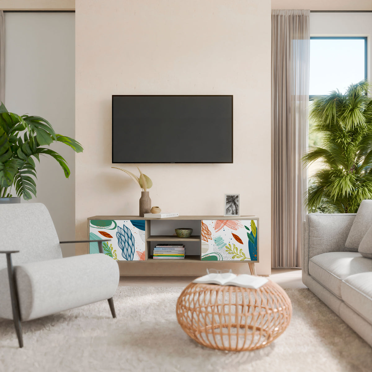 BOTANICAL HURRICANE Mueble de TV de 2 Puertas