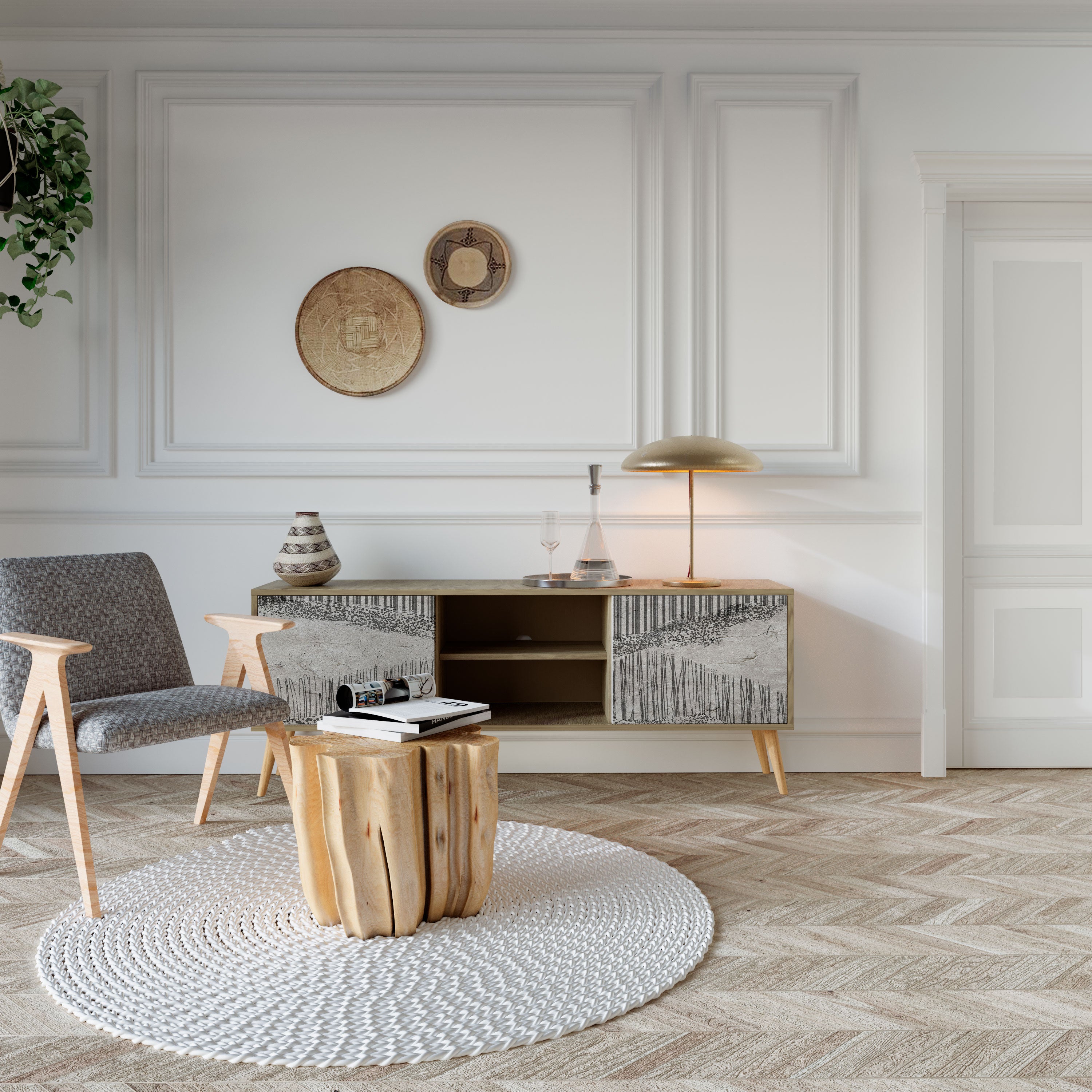 GRAIN LINES Móvel de TV de 2 Portas