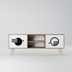 BLACK AND WHITE COMBINATION 2-Door TV Cabinet