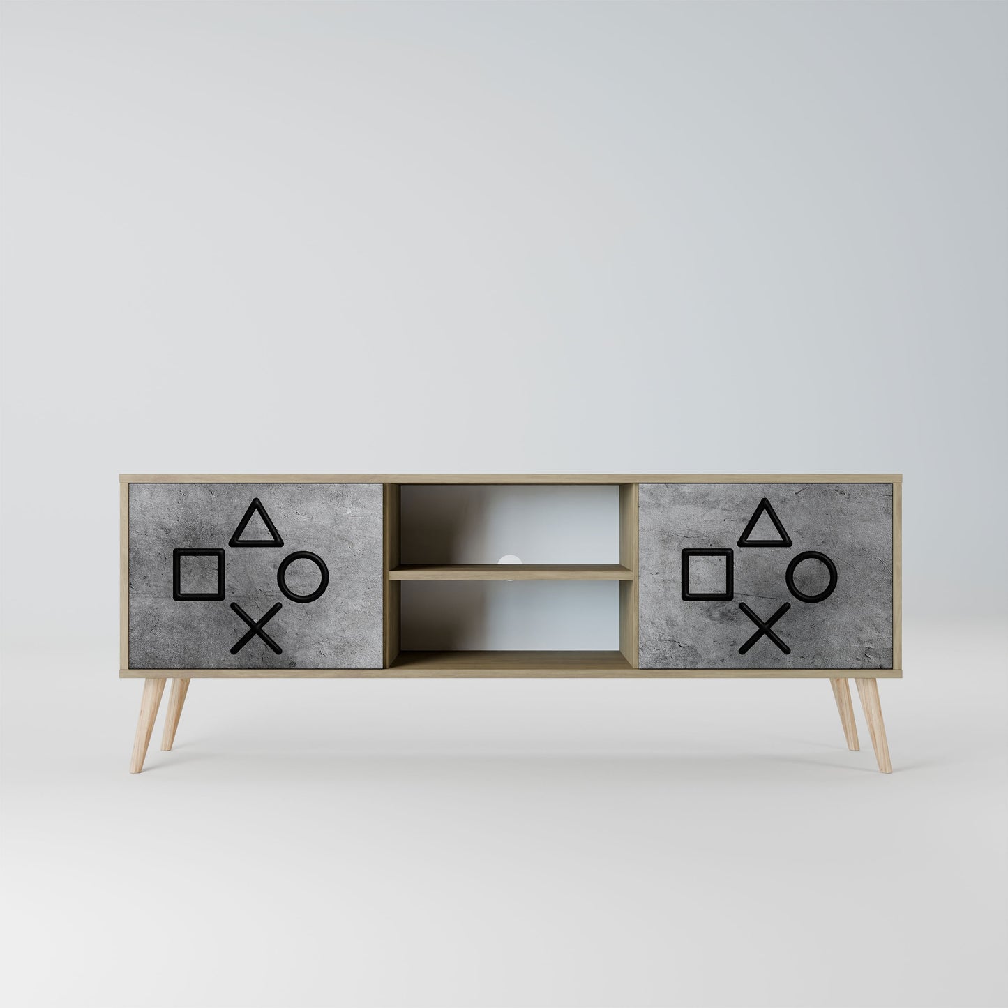 GAMER CHOICE 2-Door TV Stand in Oak Effect