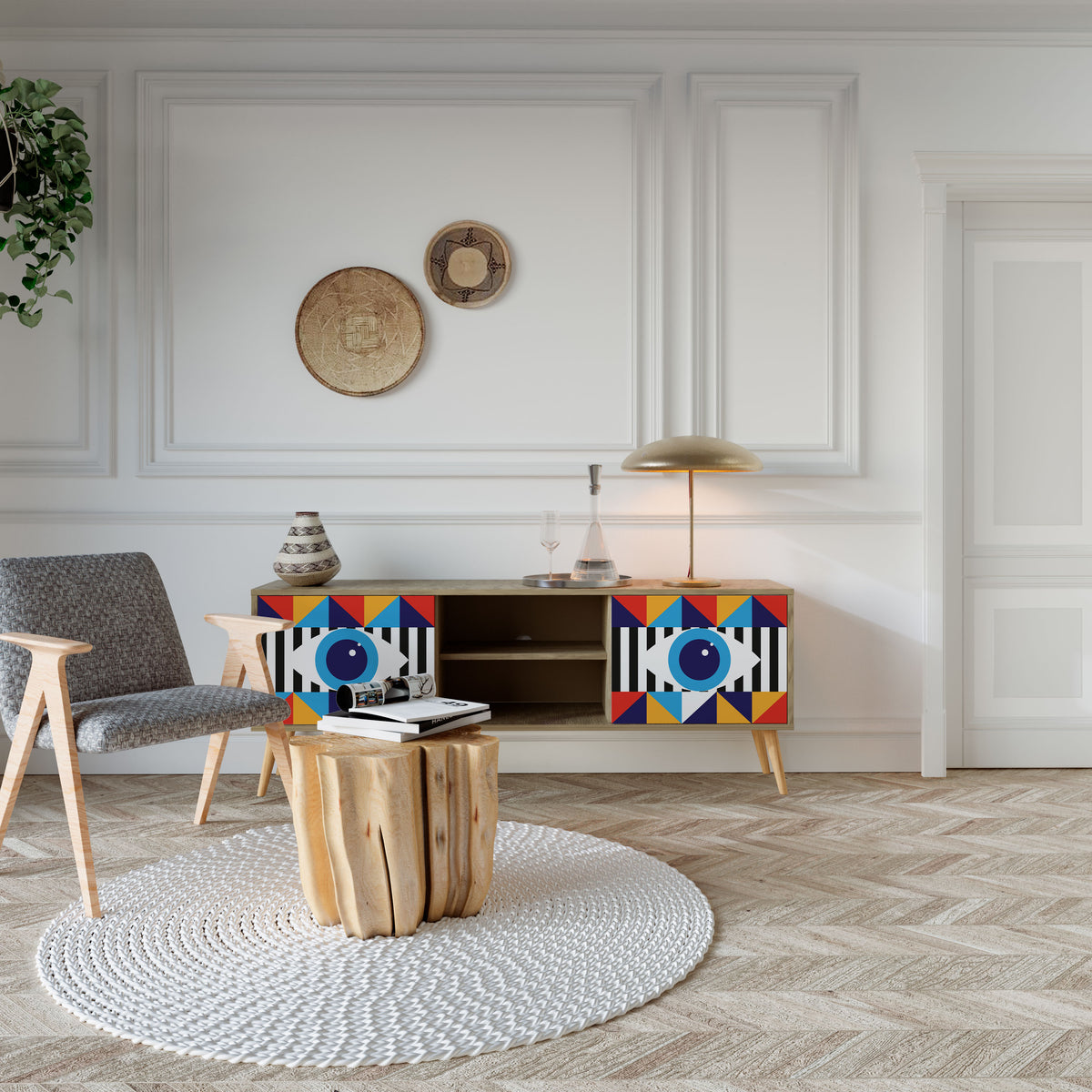 ABSTRACTION AND GEOMETRY Mueble de TV de 2 Puertas