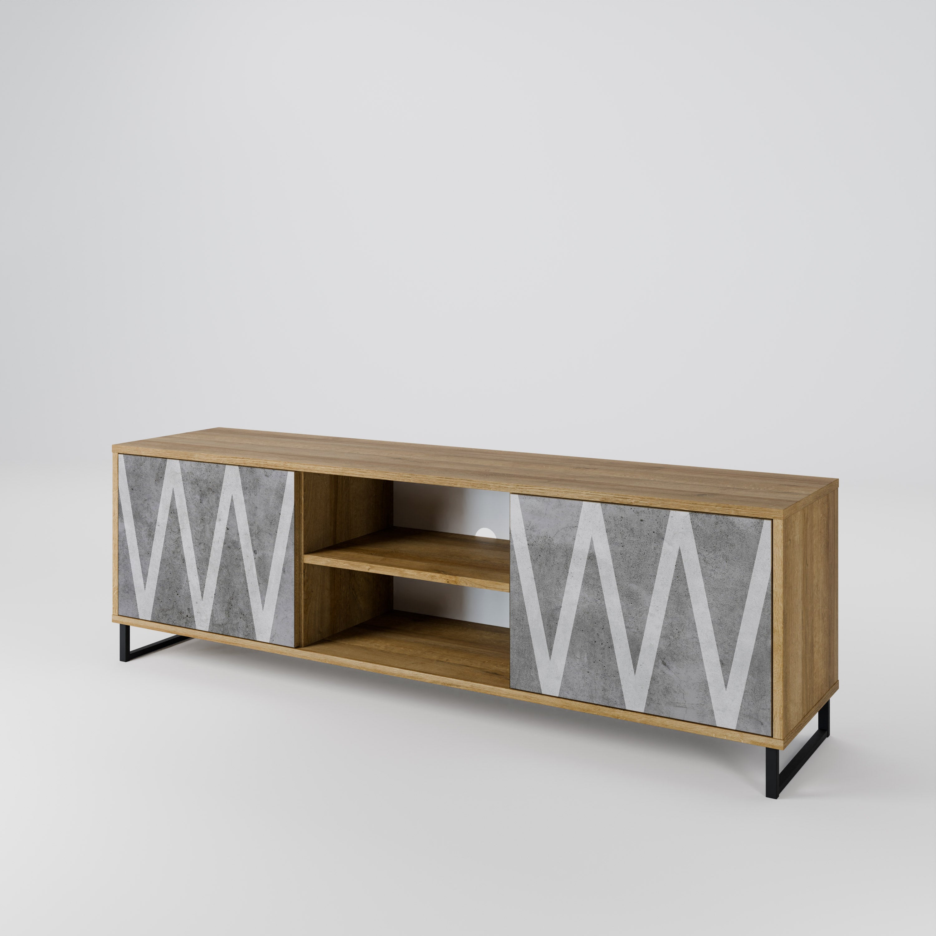 SOLID ZIG ZAG 2-Door TV Cabinet
