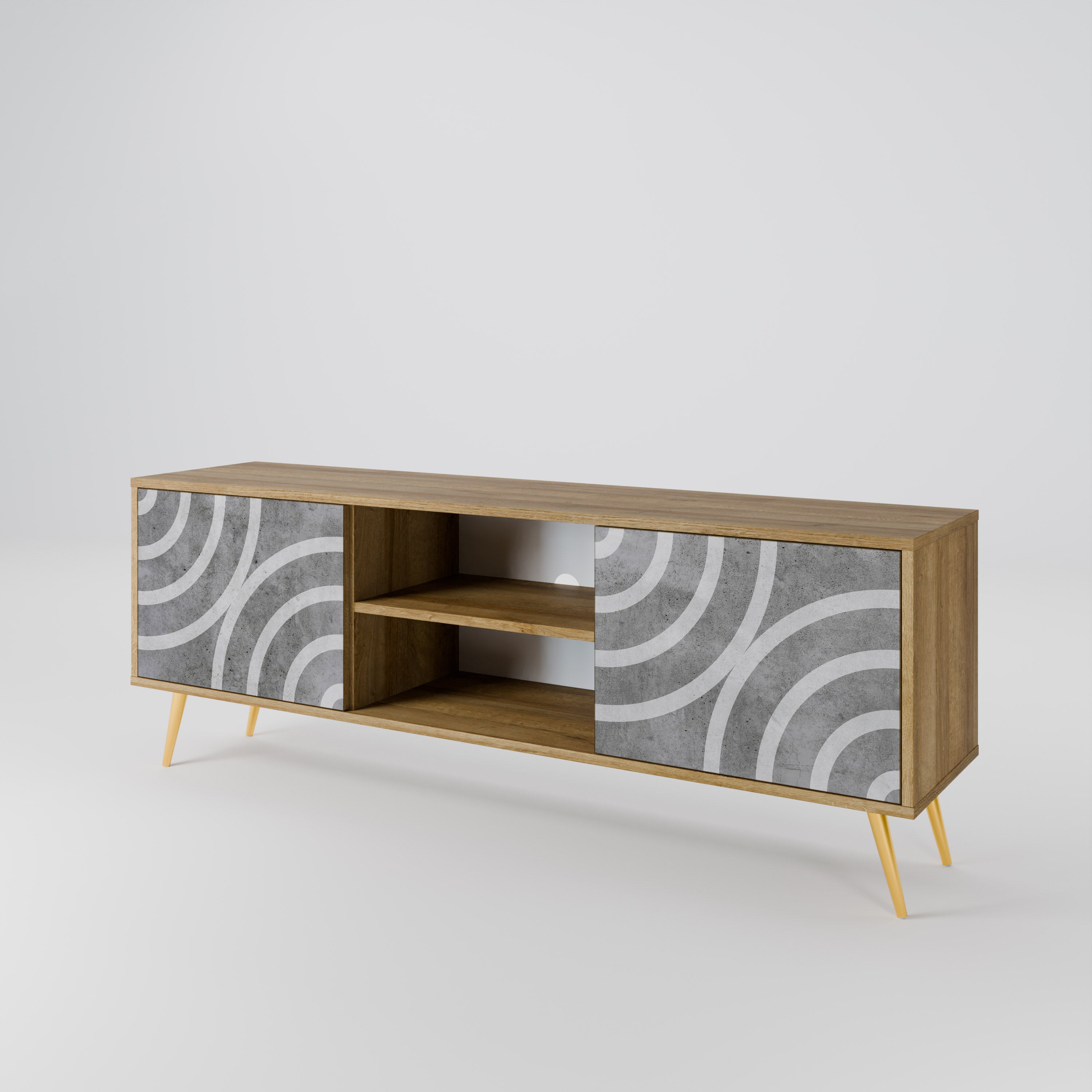 CIRCLE CONCRETE 2-Door TV Cabinet