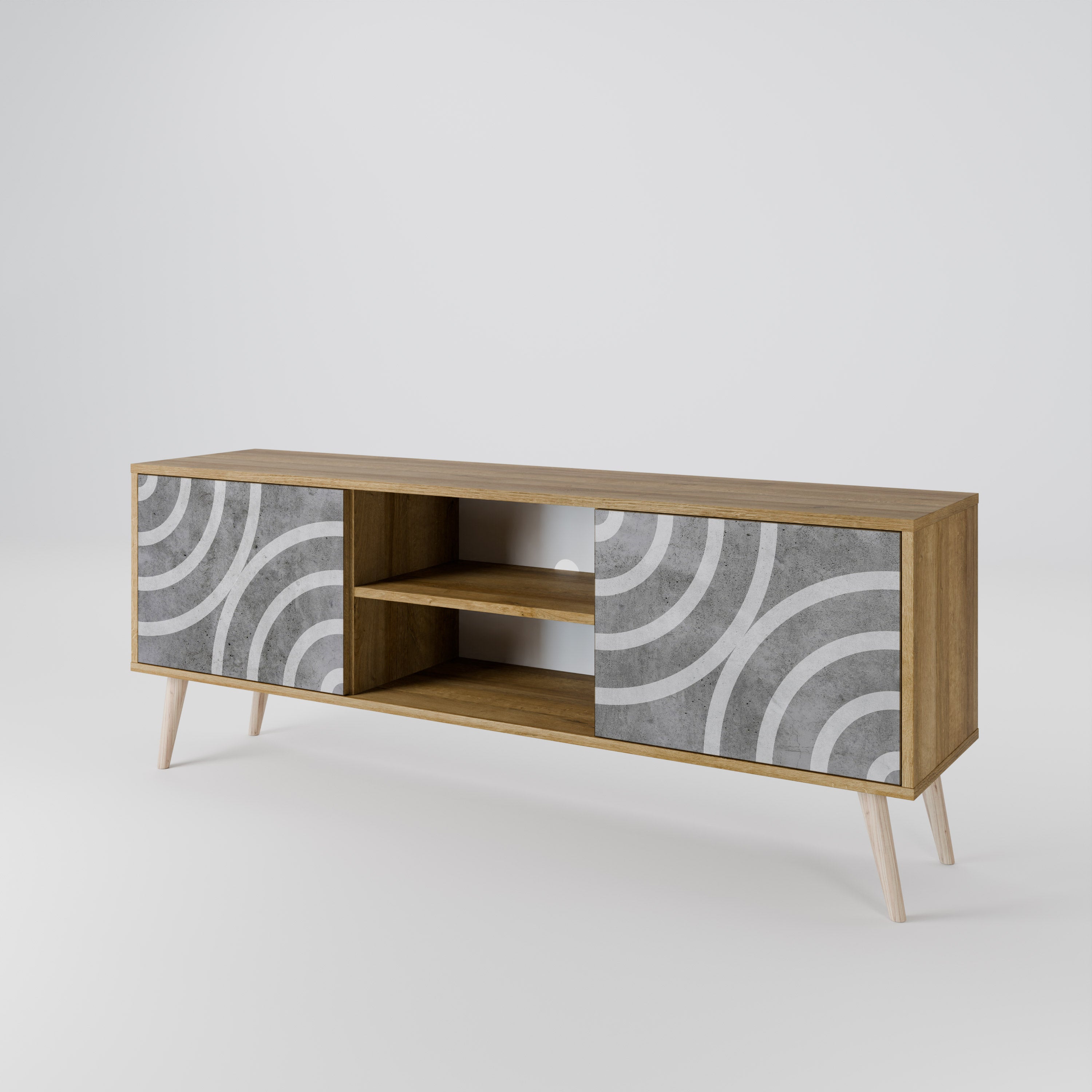 CIRCLE CONCRETE 2-Door TV Cabinet