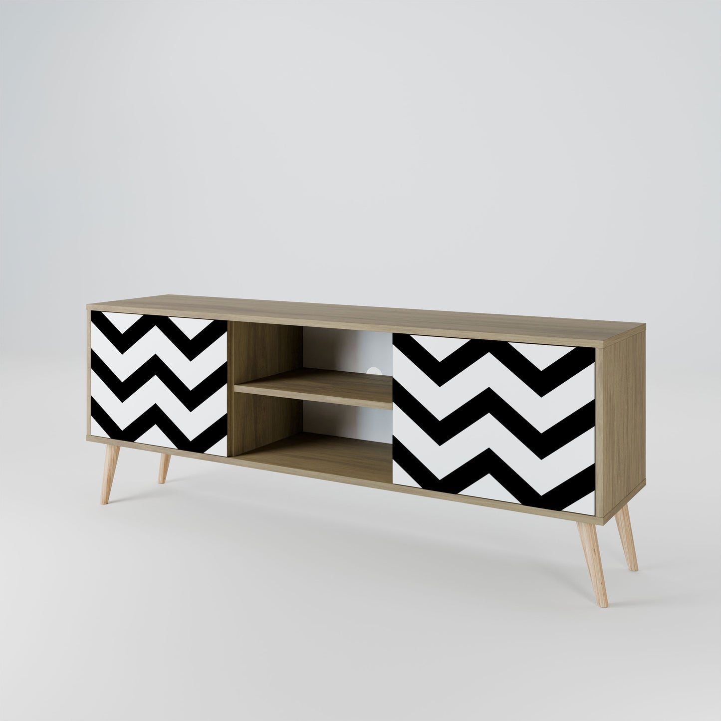 Mobile TV CLASSIC ZIG ZAG a 2 ante in effetto rovere