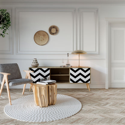 Mobile TV CLASSIC ZIG ZAG a 2 ante in effetto rovere