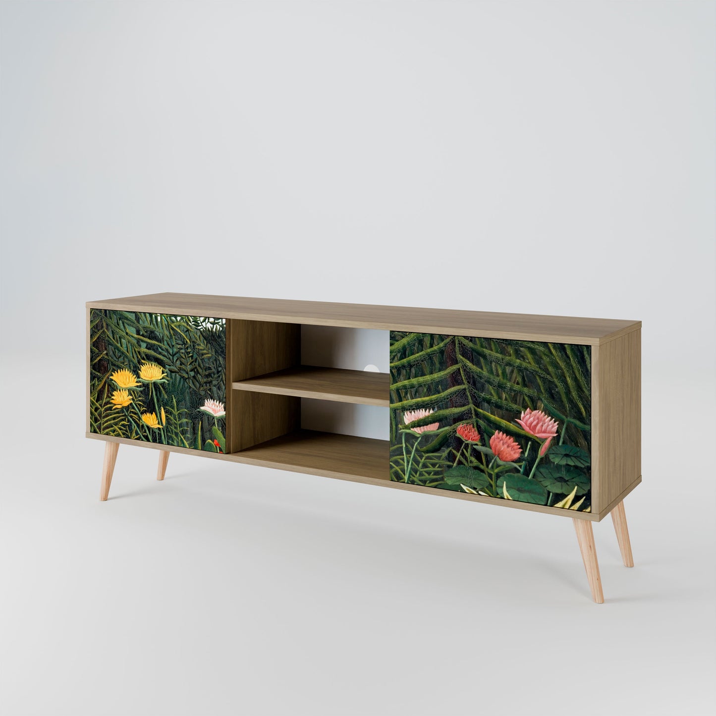 VIRGIN FOREST WITH SUNSET 2-Door TV Stand in Oak Effect