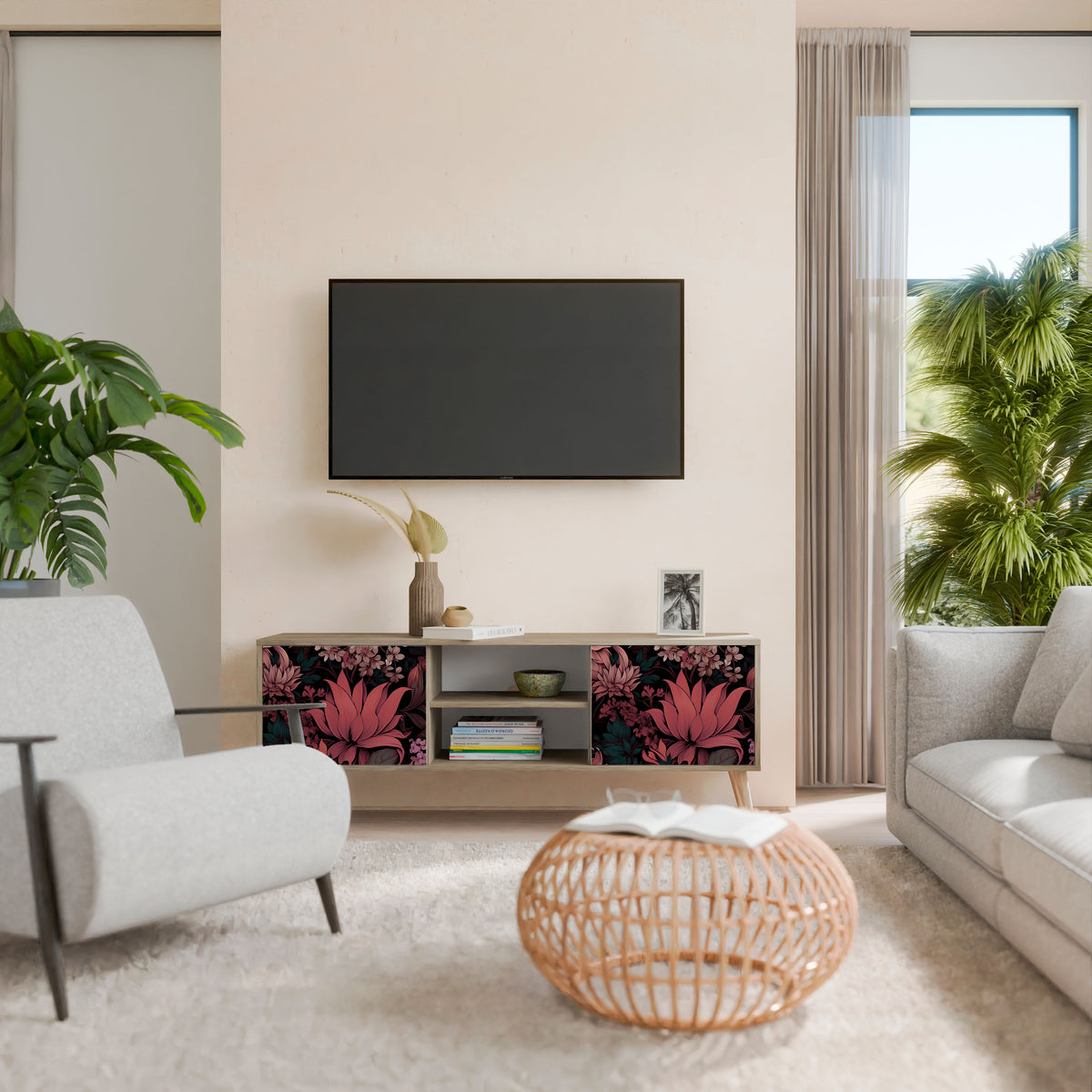 FLORAL WHISPER 2-Door TV Cabinet