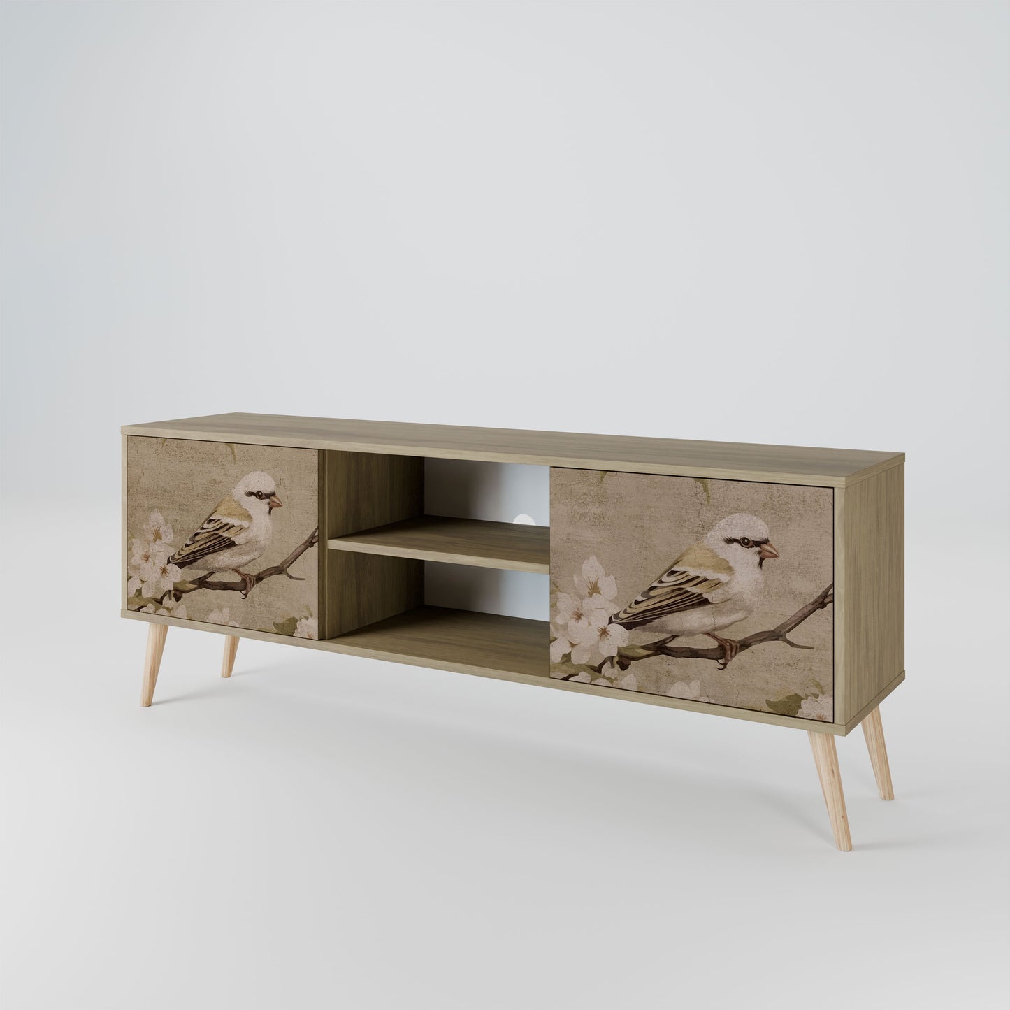 PETAL DISTINGUISH 2-Door TV Stand in Oak Effect