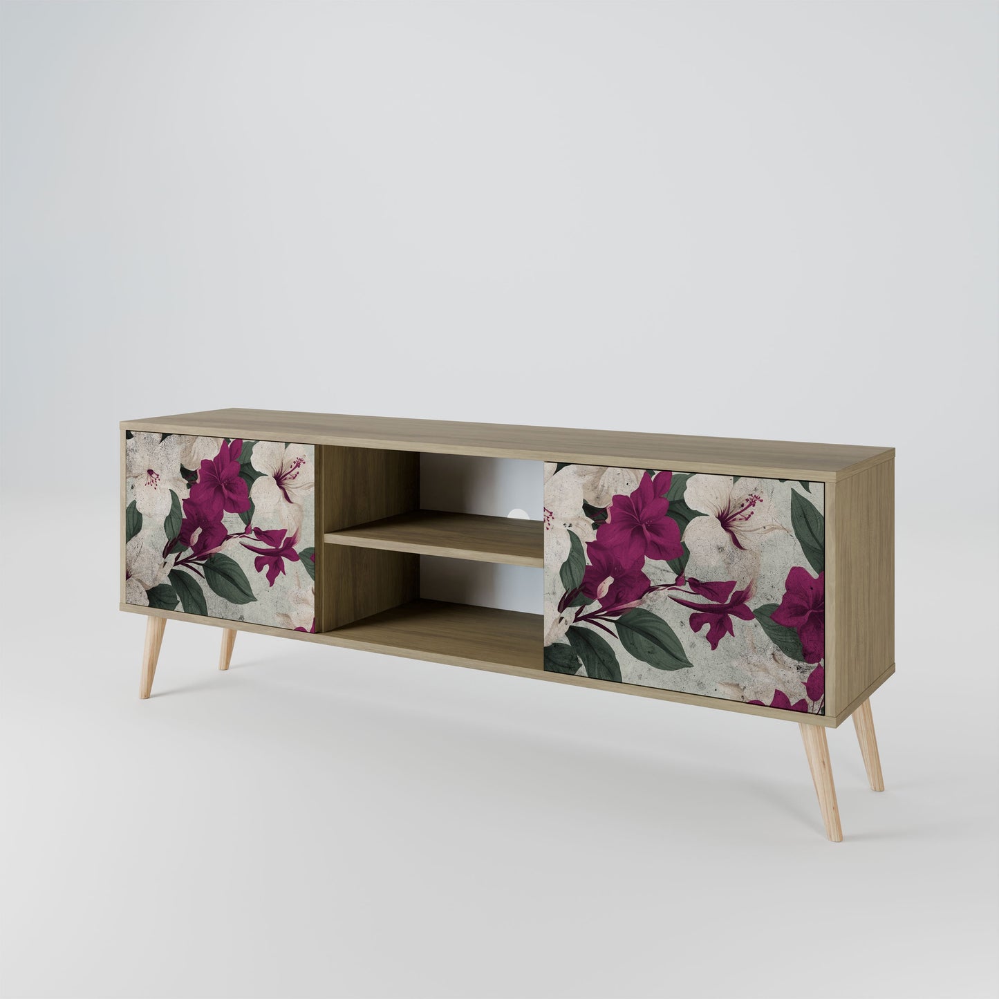 FLOWERET DREAM 2-Door TV Stand in Oak Effect