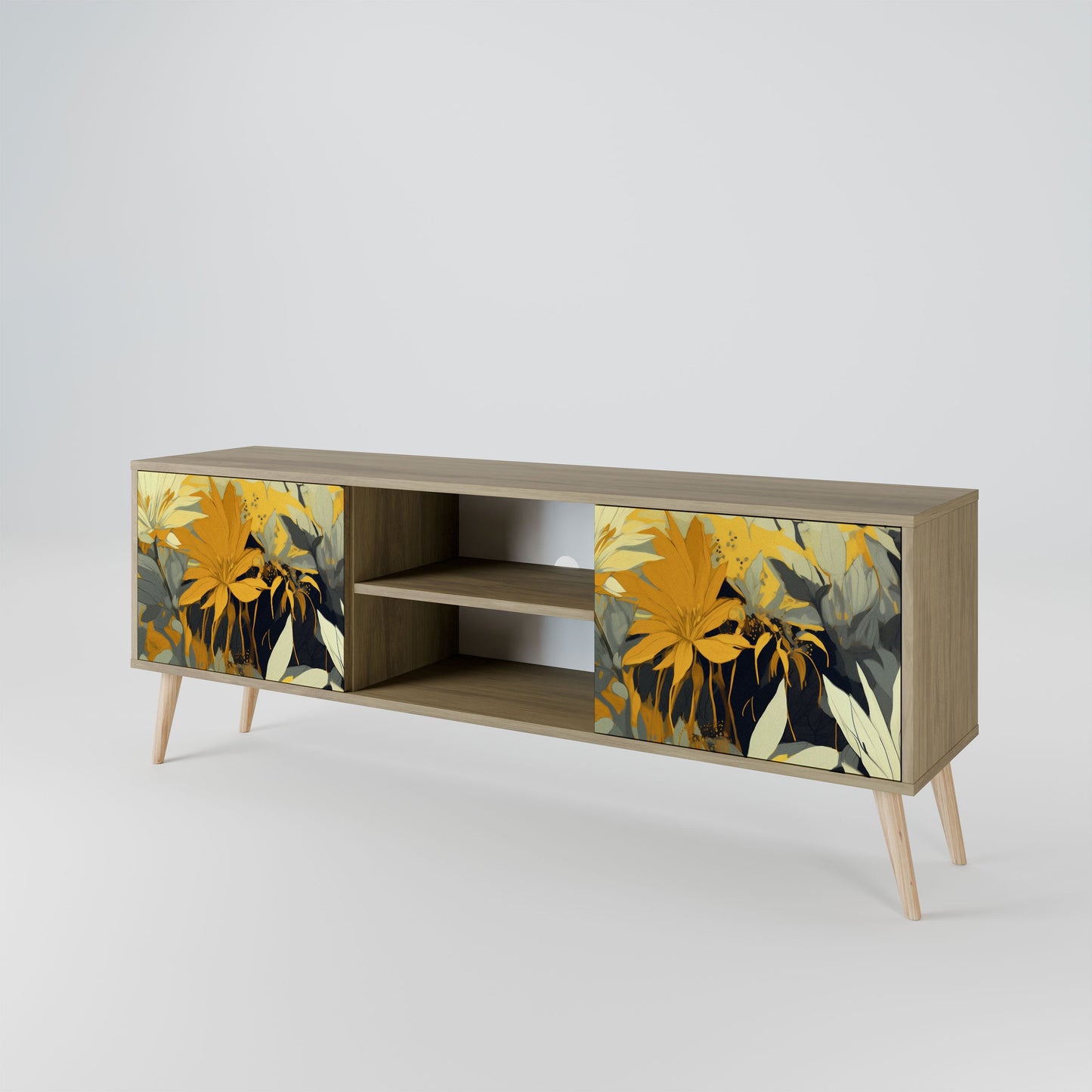 SUNKISSED LILY 2-Door TV Stand in Oak Effect