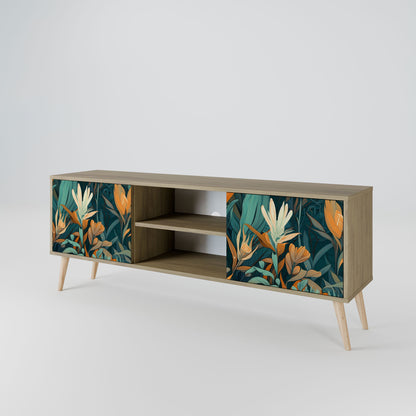 FLORAL SERENITY 2-Door TV Stand in Oak Effect