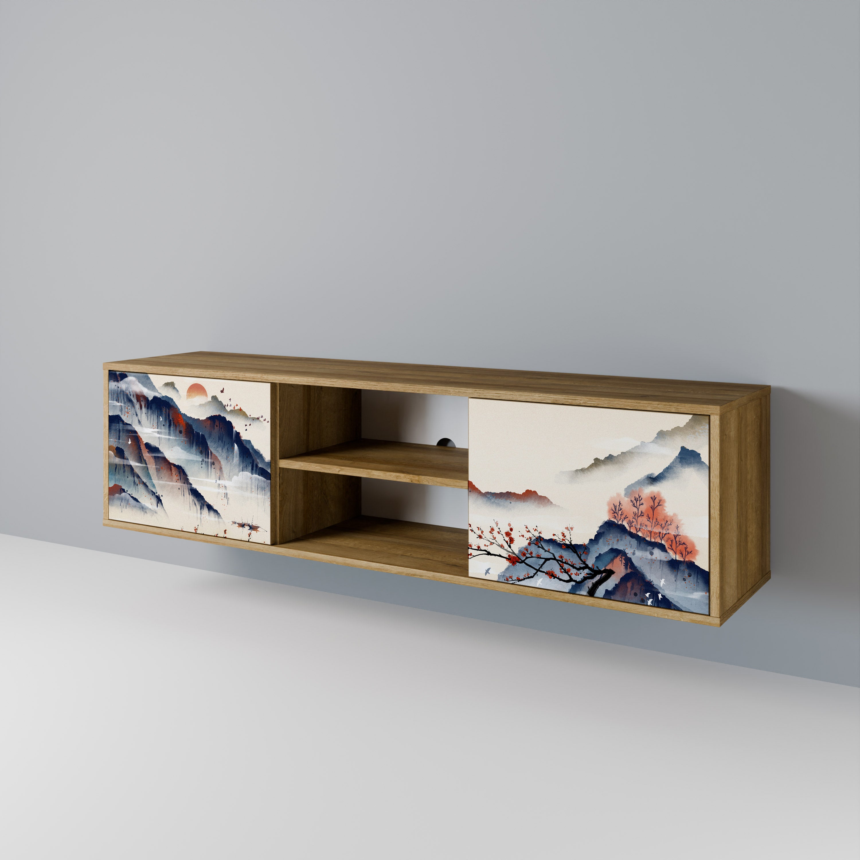 JAPANESE LANDSCAPE 2-Door TV Cabinet