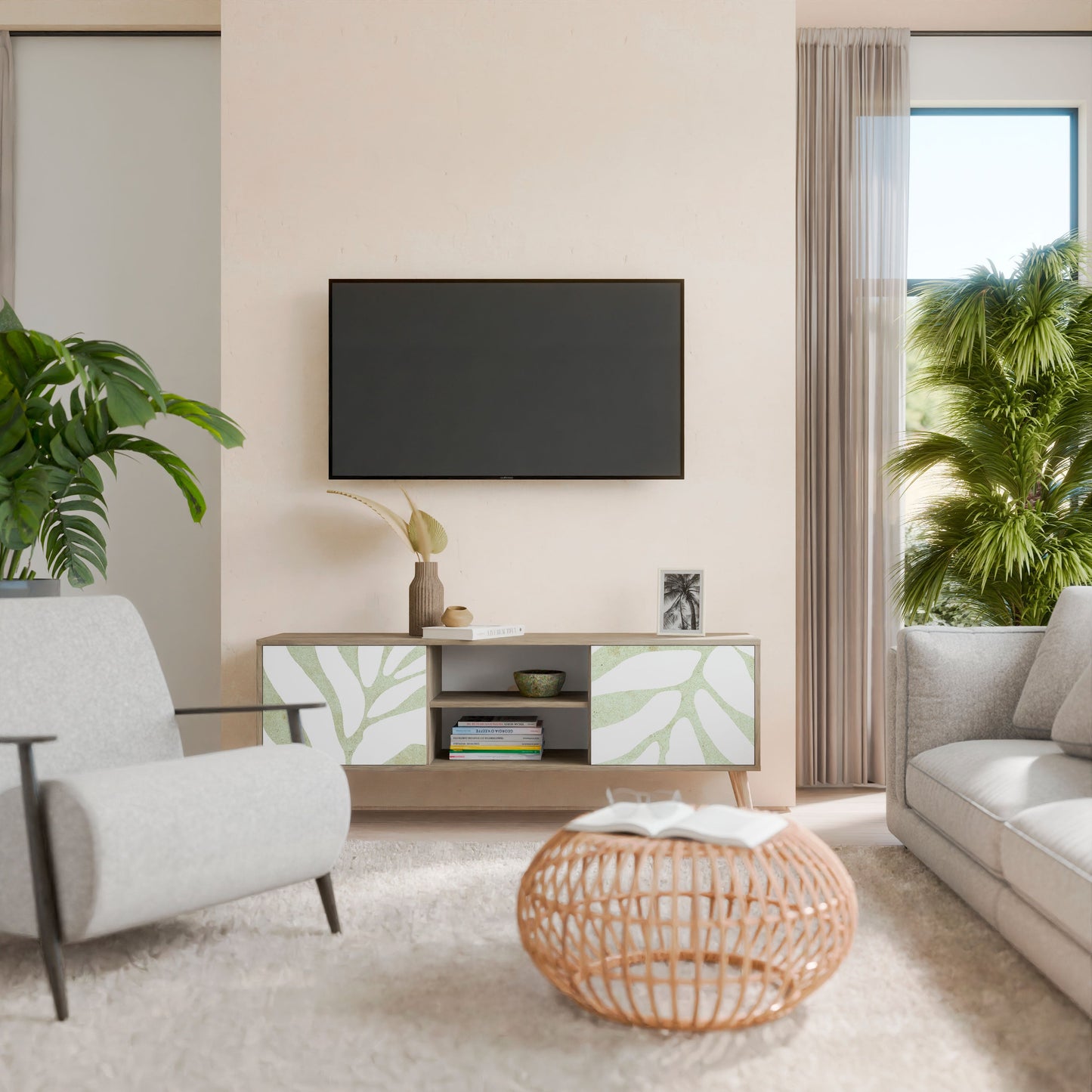 Mobile TV BOTANICAL SPARK a 2 ante in effetto rovere