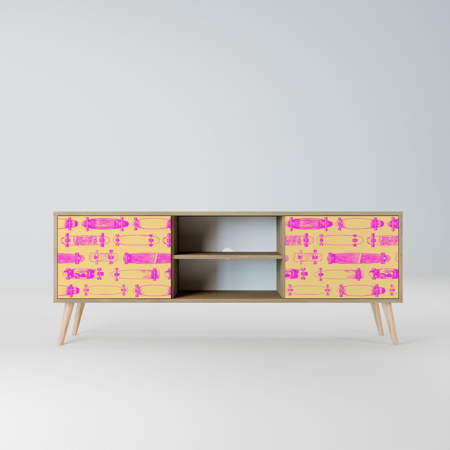 SKATEBOARD ARTISTRY 2-Door TV Stand in Oak Effect