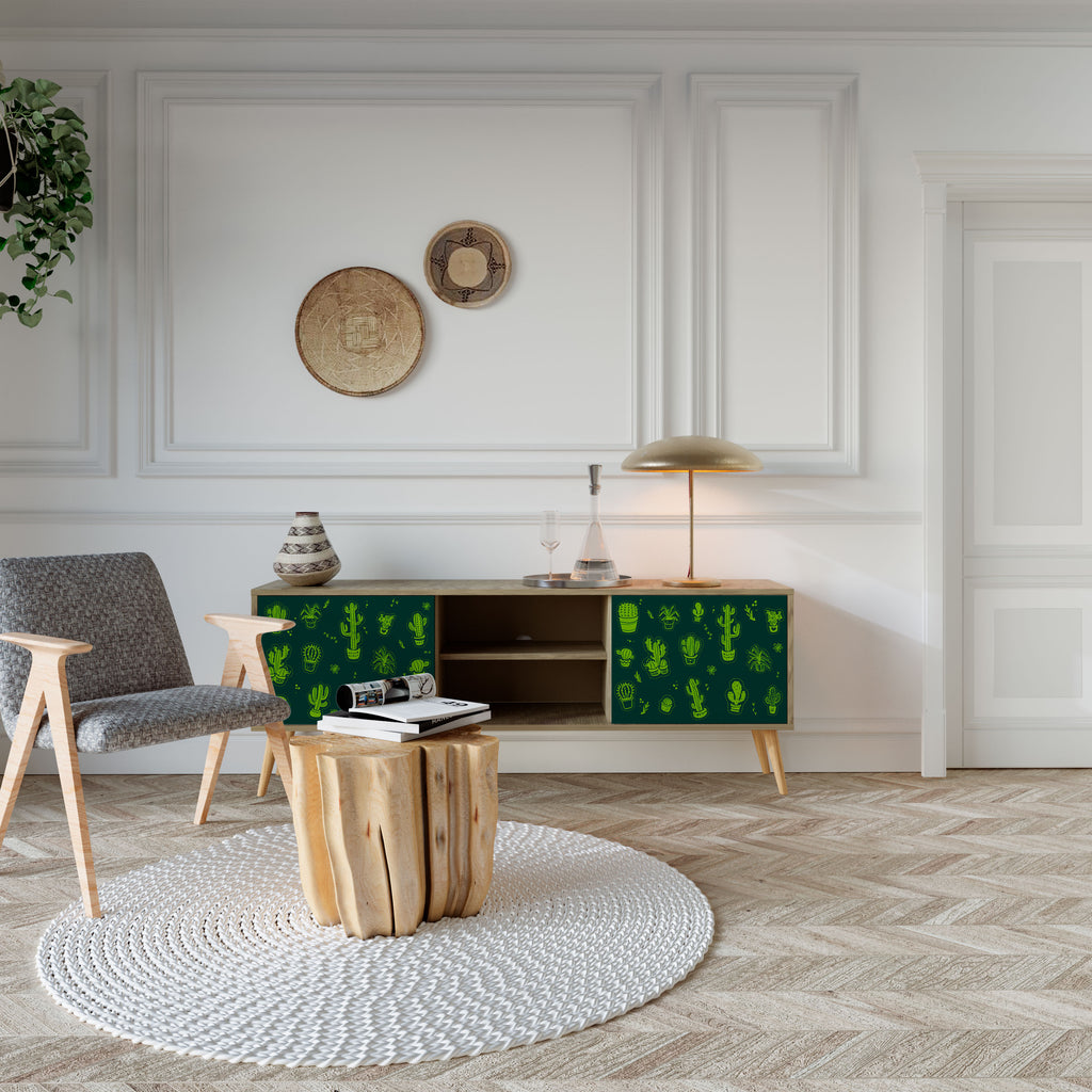 DESERT GREEN TV-bänk med två dörrar