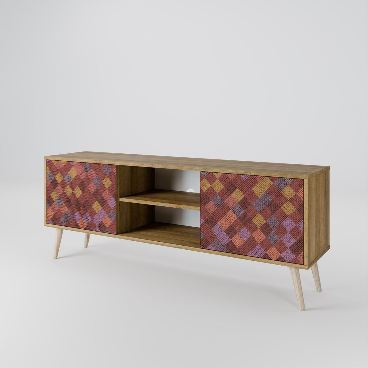 PAINTED SQUARES 2-Door TV Cabinet