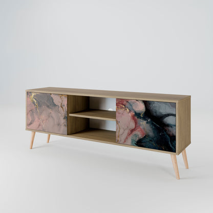 GILDED SWIRLS 2-Door TV Stand in Oak Effect