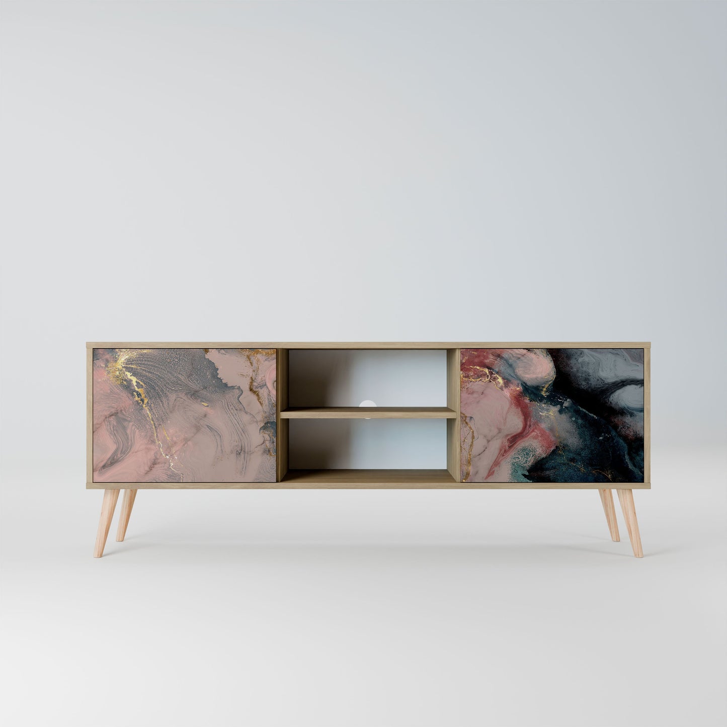 GILDED SWIRLS 2-Door TV Stand in Oak Effect