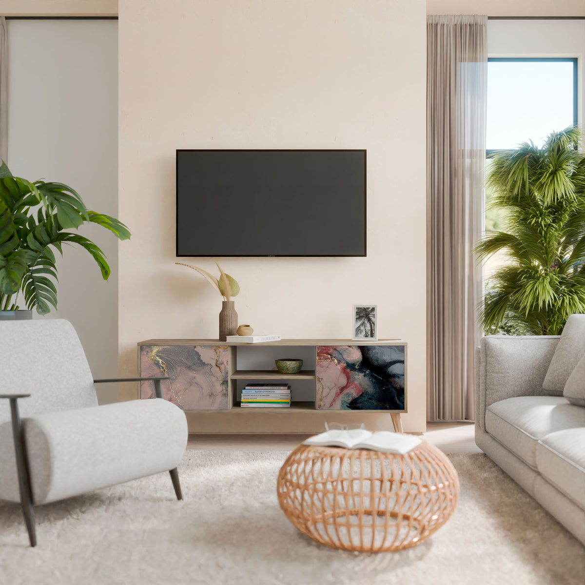 GILDED SWIRLS Mueble de TV de 2 Puertas