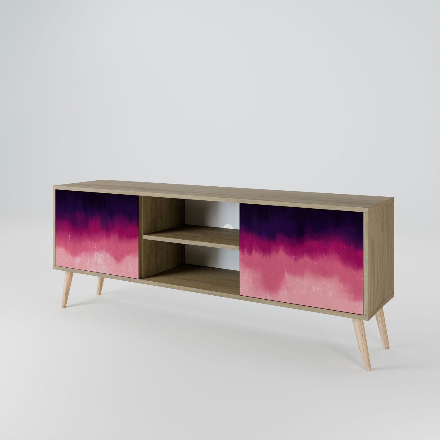 AURORA BOREALIS 2-Door TV Stand in Oak Effect