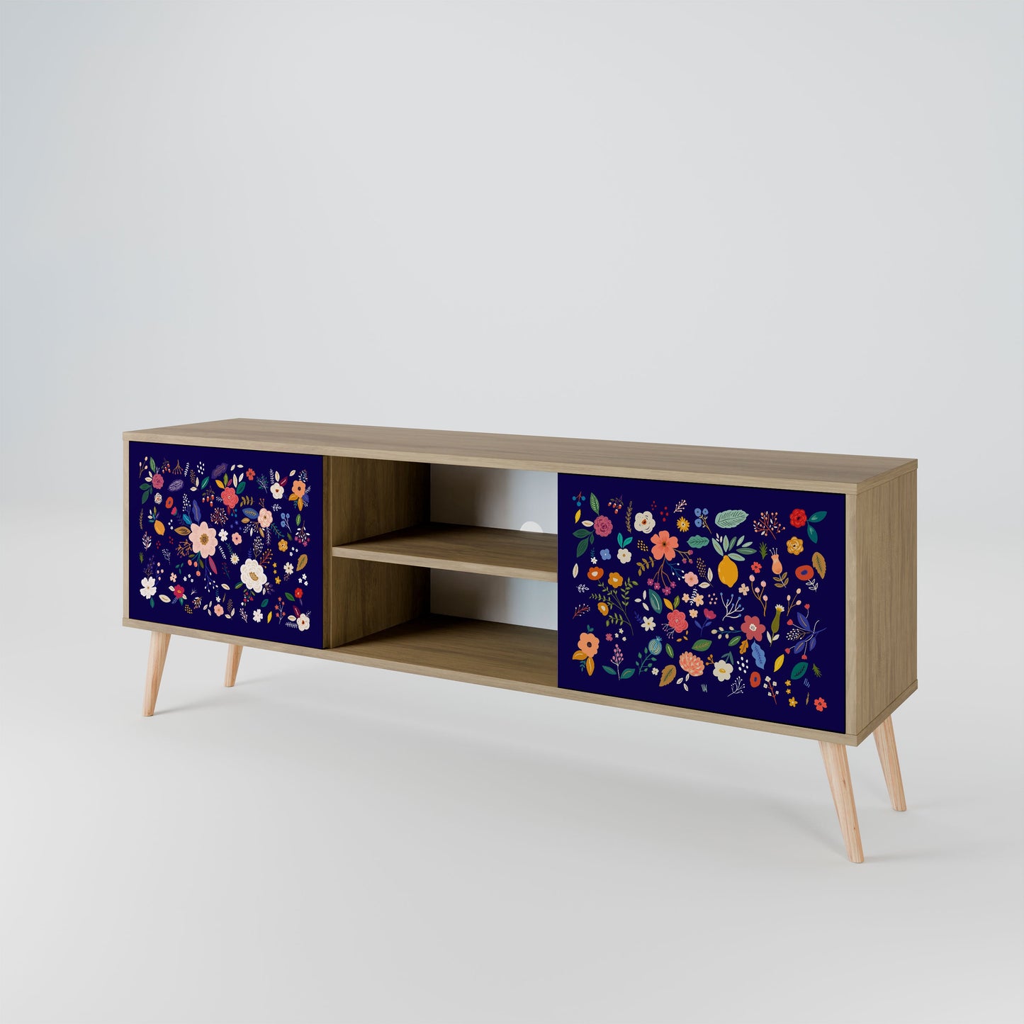 Mobile TV a 2 ante FLORAL COMBINATION in effetto rovere