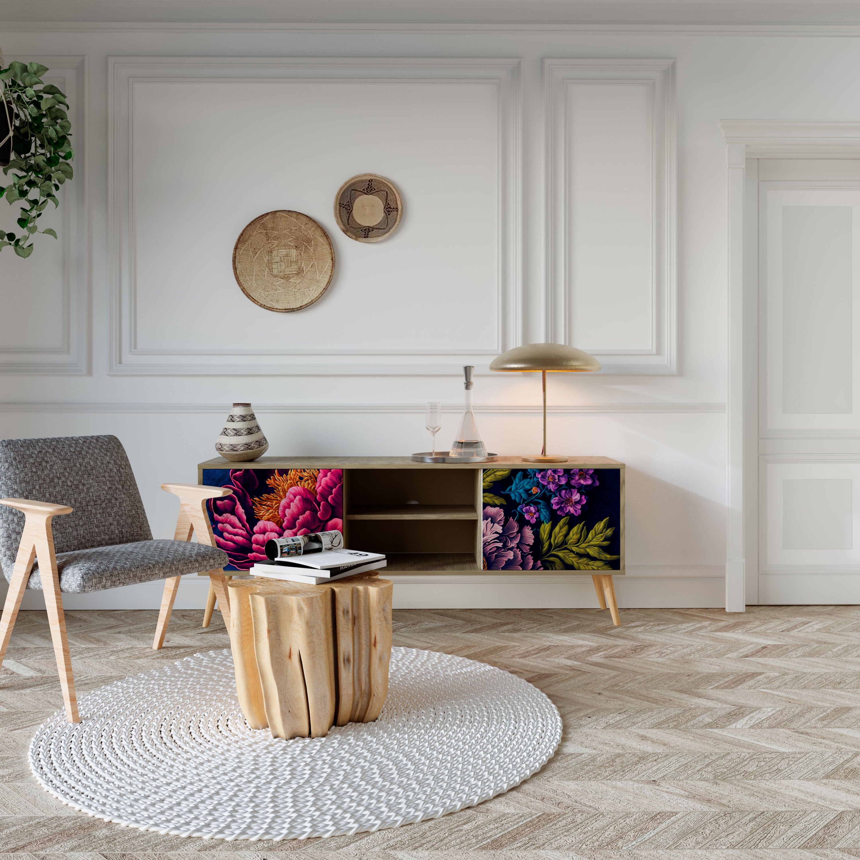 BLOOMING ELEGANCE Mueble de TV de 2 Puertas