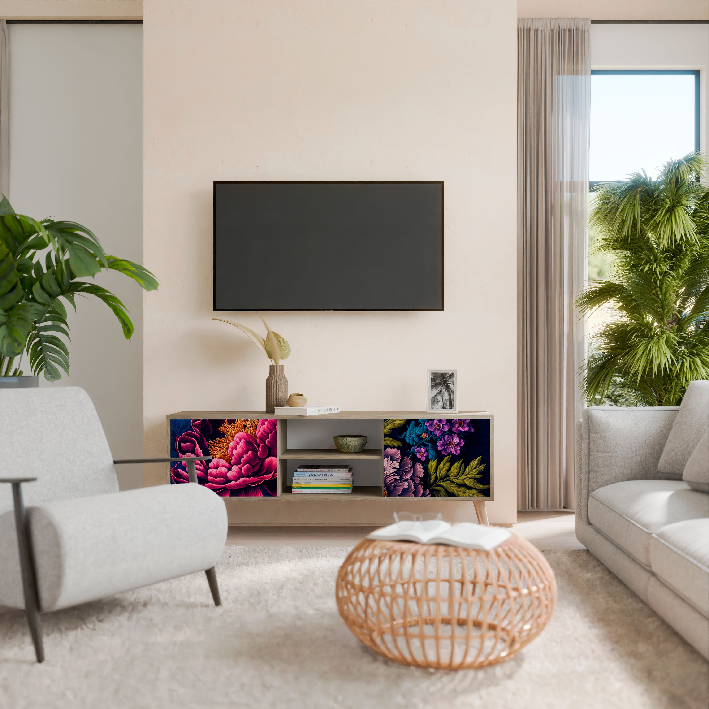BLOOMING ELEGANCE Mueble de TV de 2 Puertas