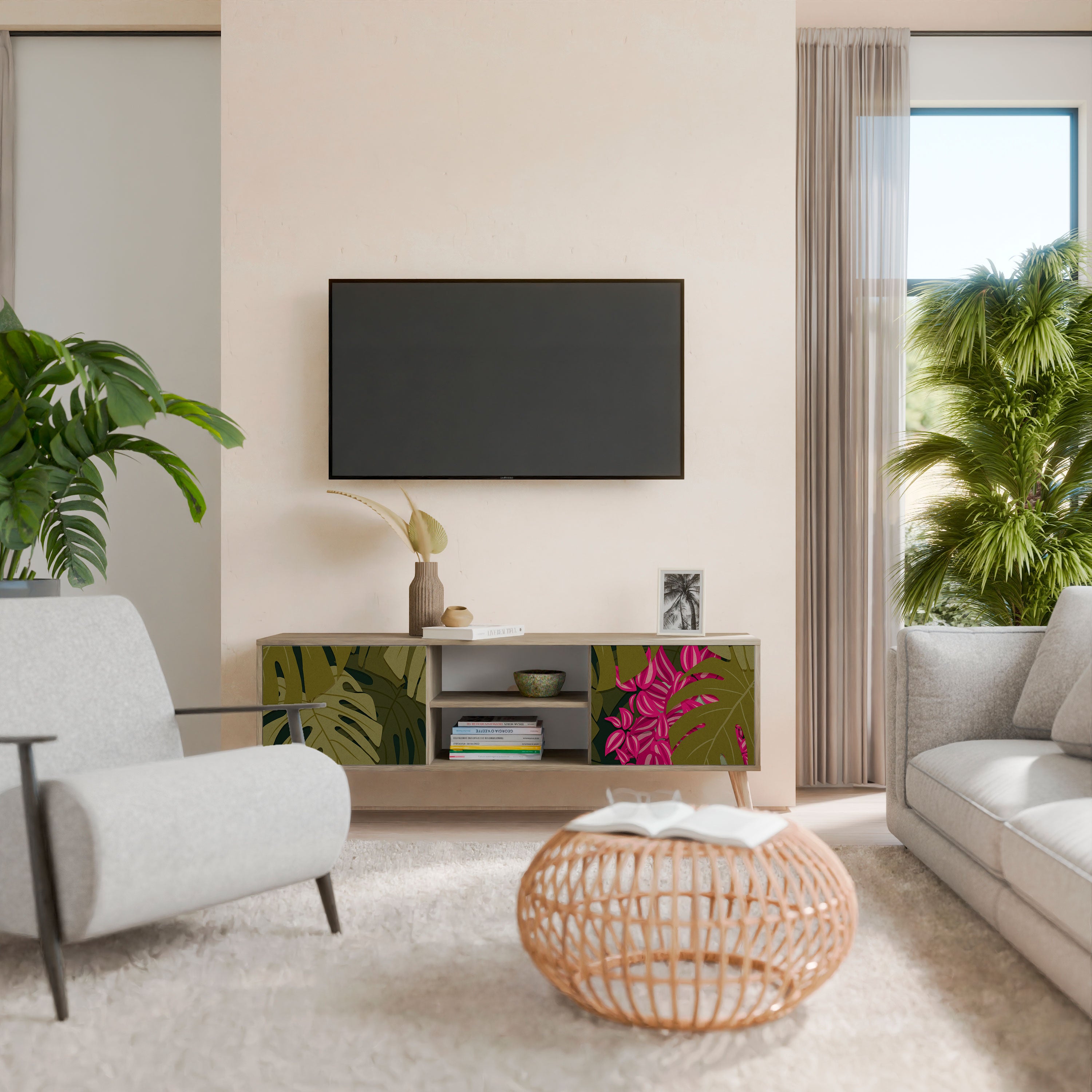 TROPICAL BEAUTY Mueble de TV de 2 Puertas