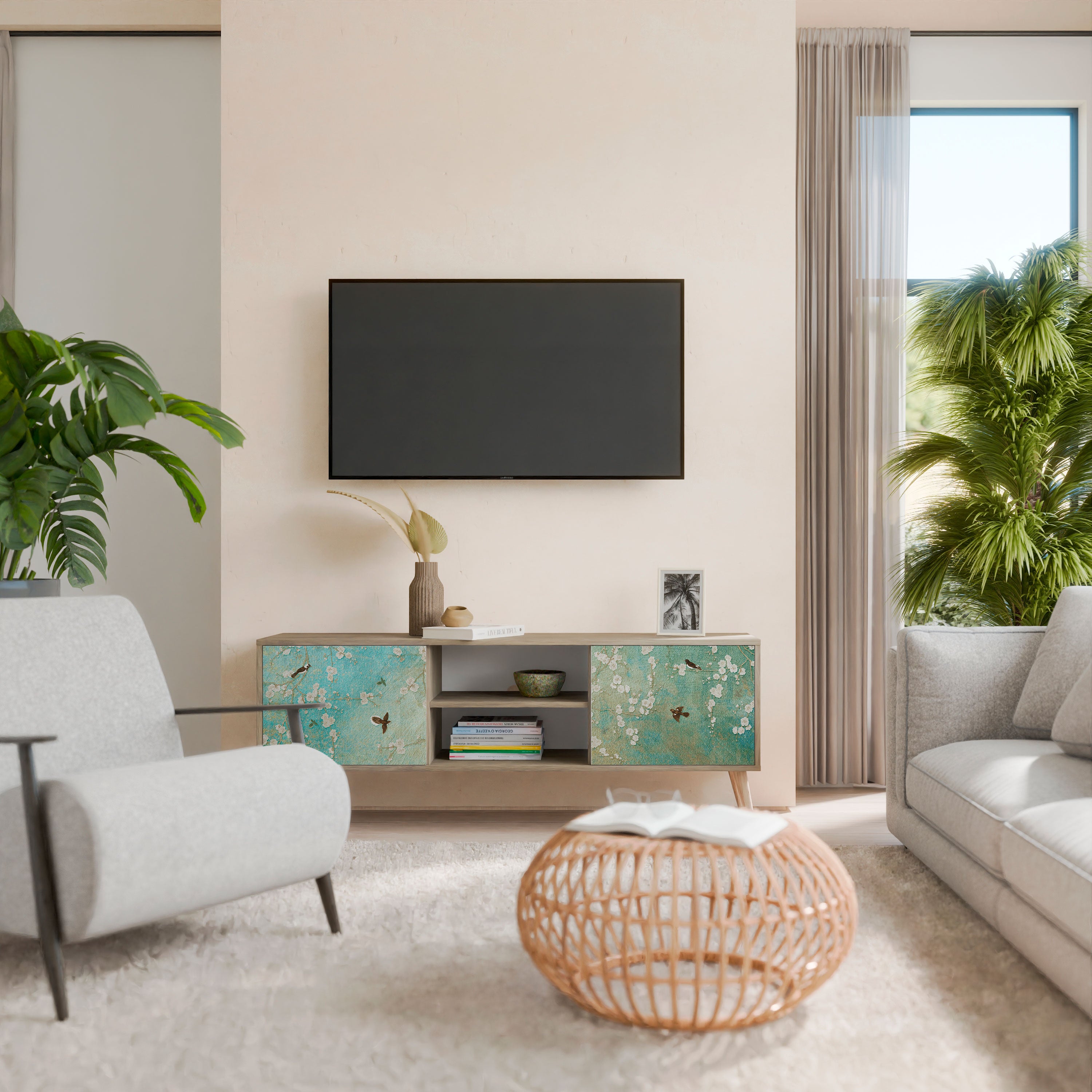 BLOOMING CHARM Mueble de TV de 2 Puertas