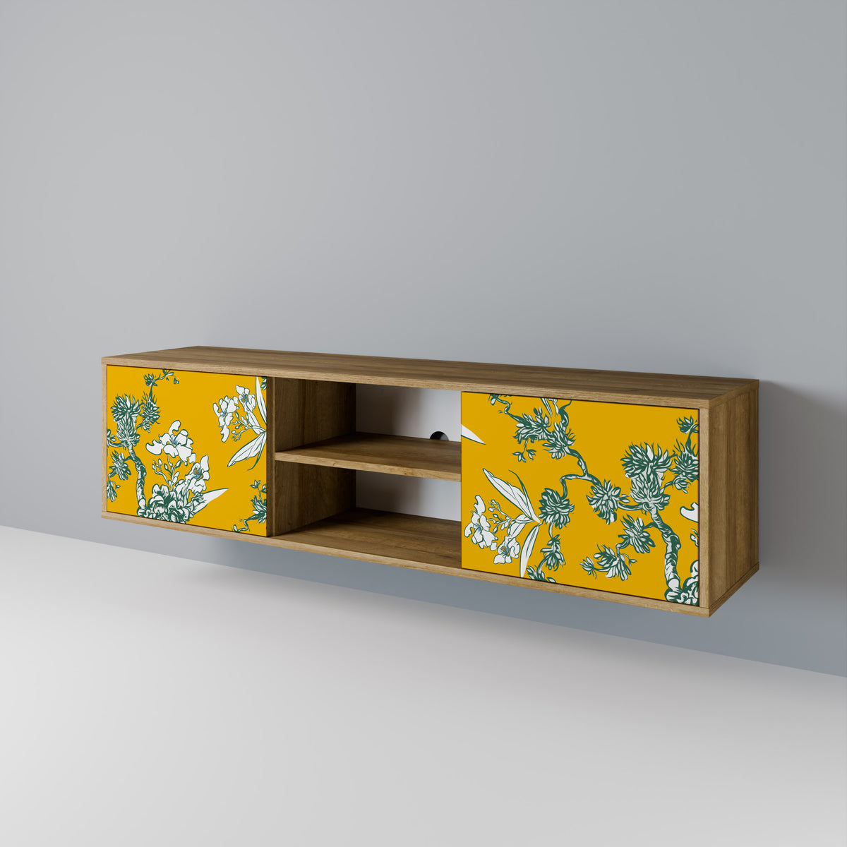 YELLOW CHINOISERIE TV-bänk med två dörrar
