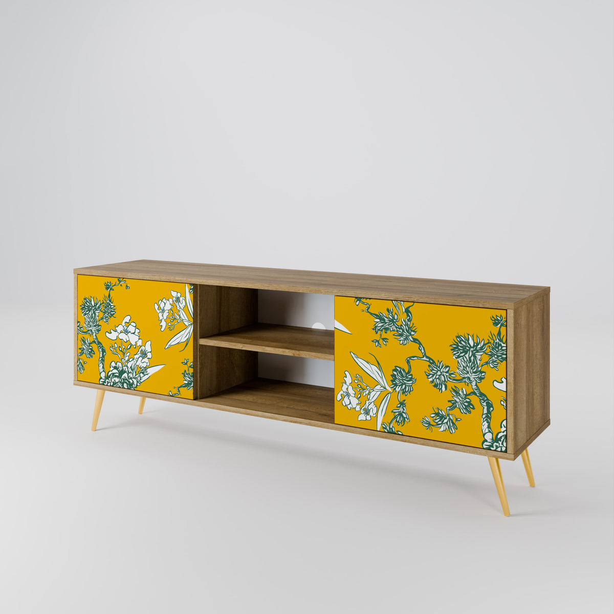 YELLOW CHINOISERIE TV-bänk med två dörrar