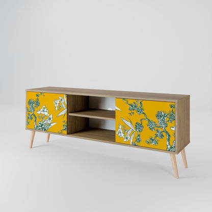 Mobile TV a 2 ante YELLOW CHINOISERIE in effetto rovere