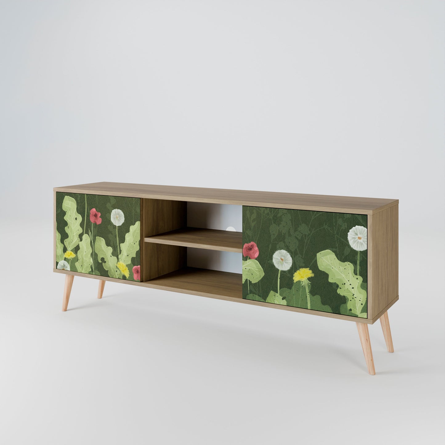 DANDELION AMUSE 2-Door TV Stand in Oak Effect