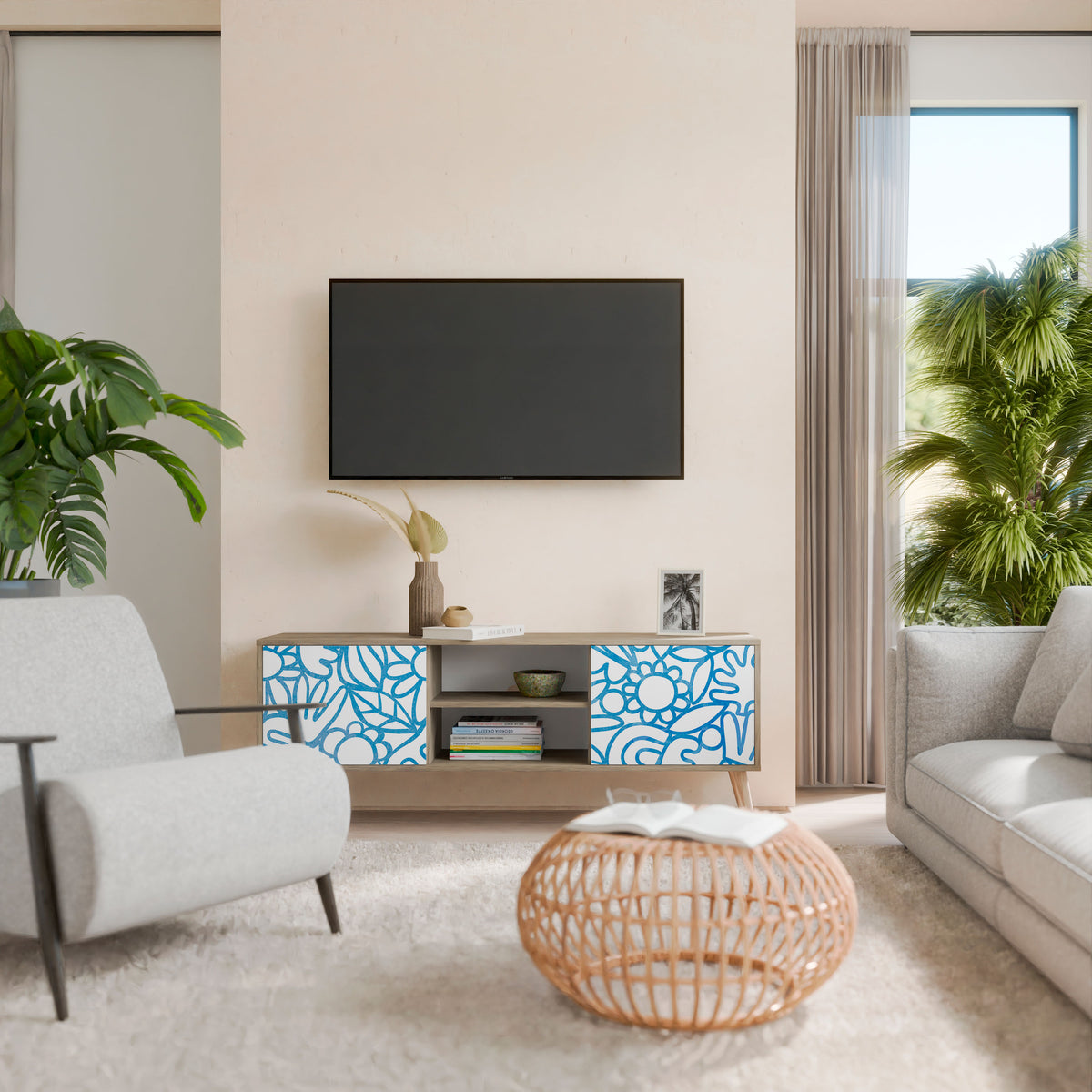 BLOOMY MORNING 2-Door TV Cabinet