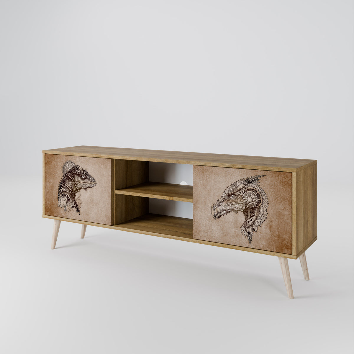 STEAMPUNK CLAN Mueble de TV de 2 Puertas