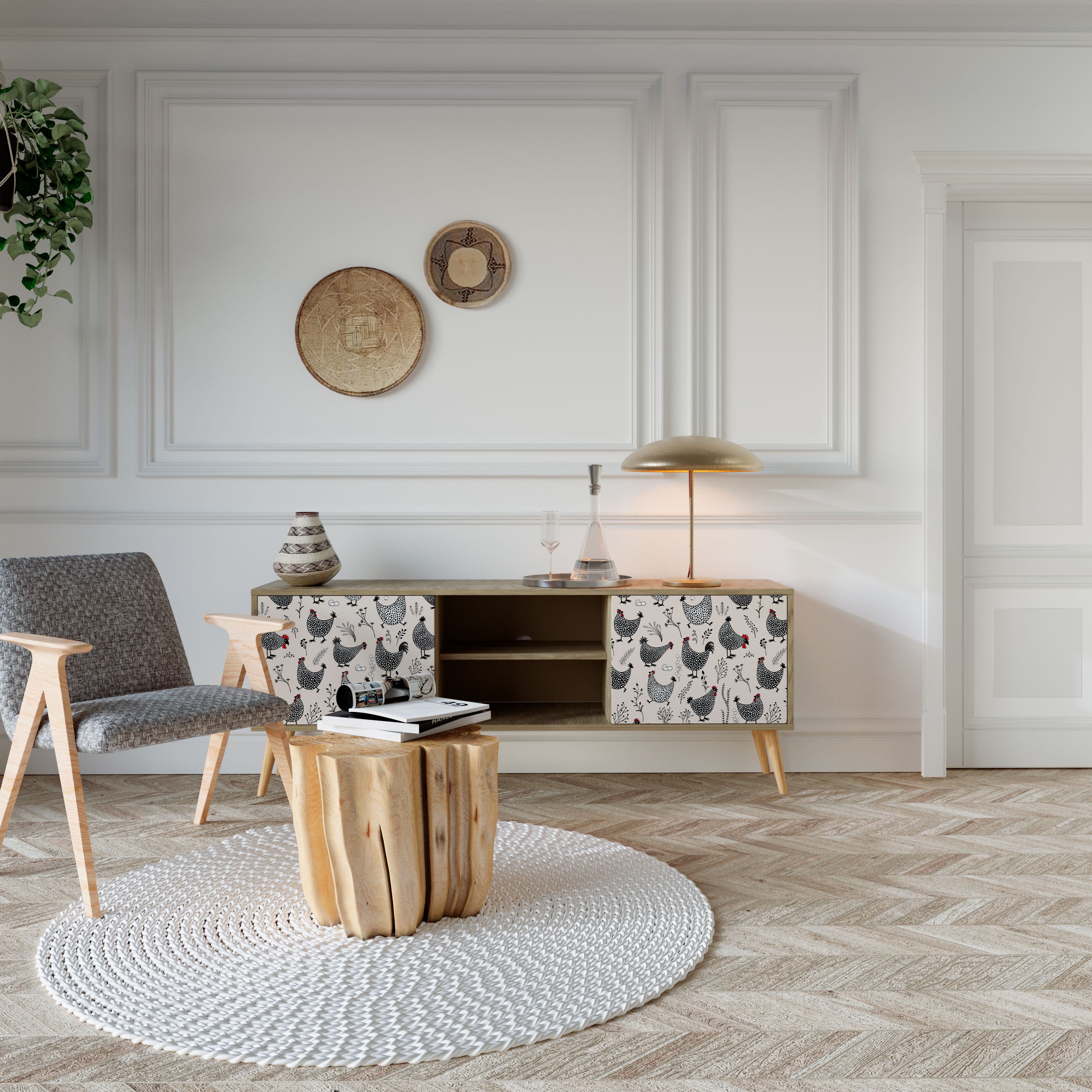 HAPPY HENS 2-Door TV Cabinet