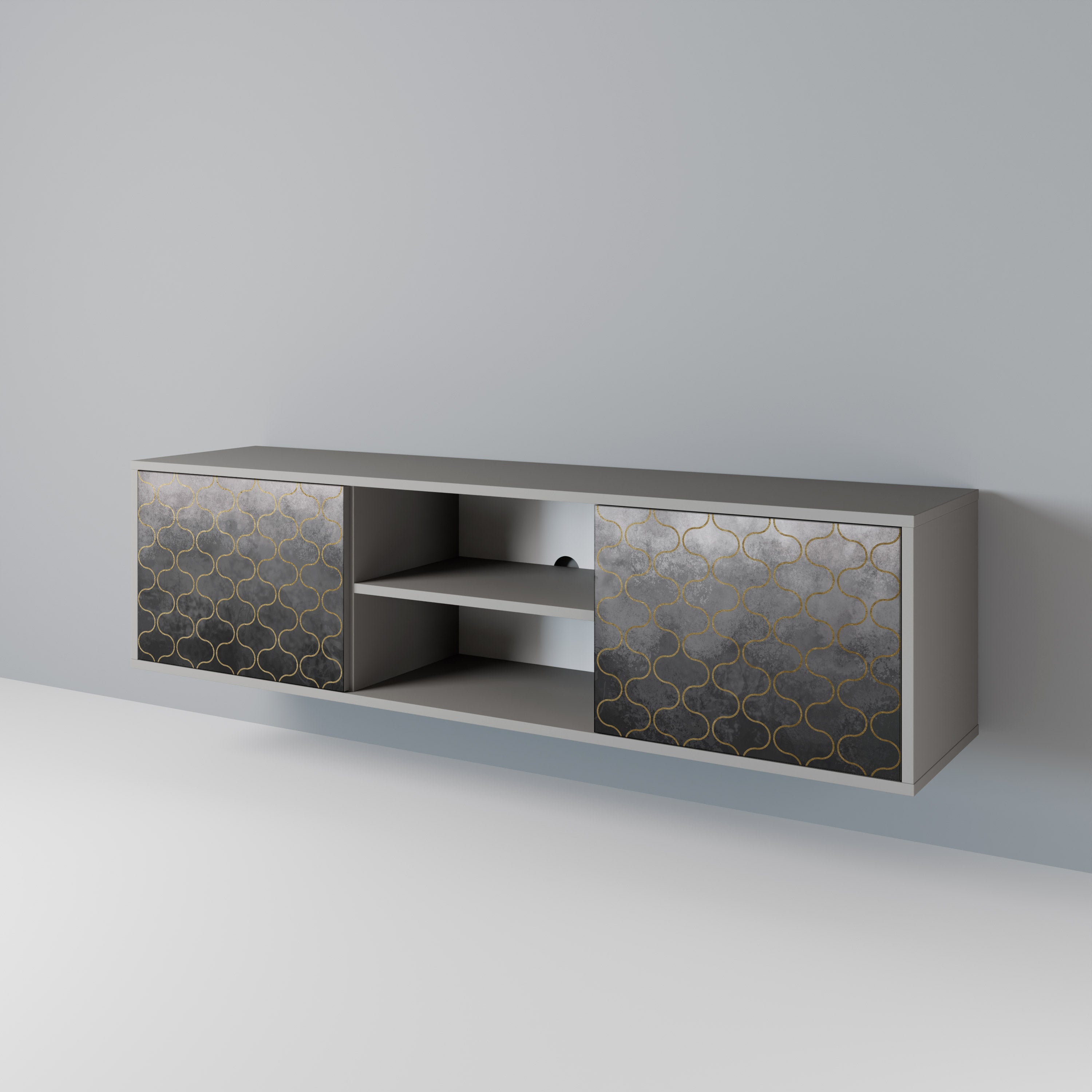 TESSELATED GRAYISH 2-türiges TV-Lowboard