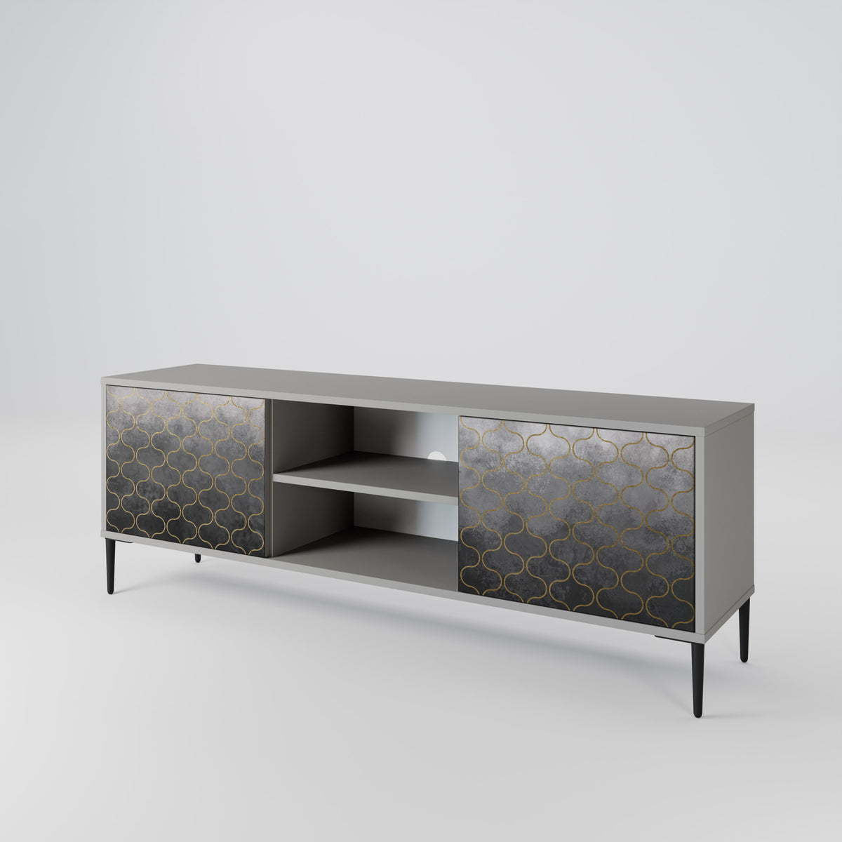 TESSELATED GRAYISH Mueble de TV de 2 Puertas
