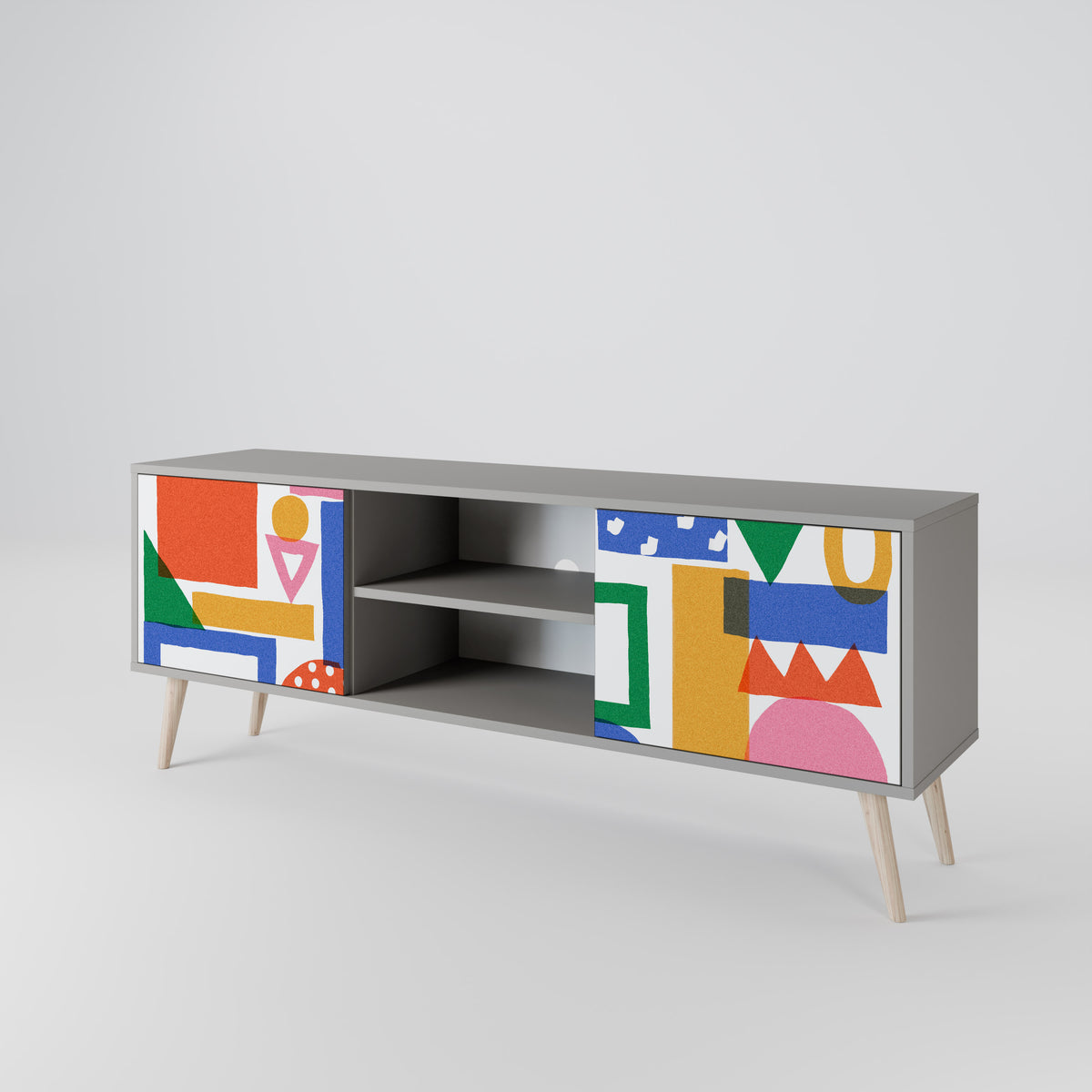 GEOMETRIC GLIMMER Mueble de TV de 2 Puertas