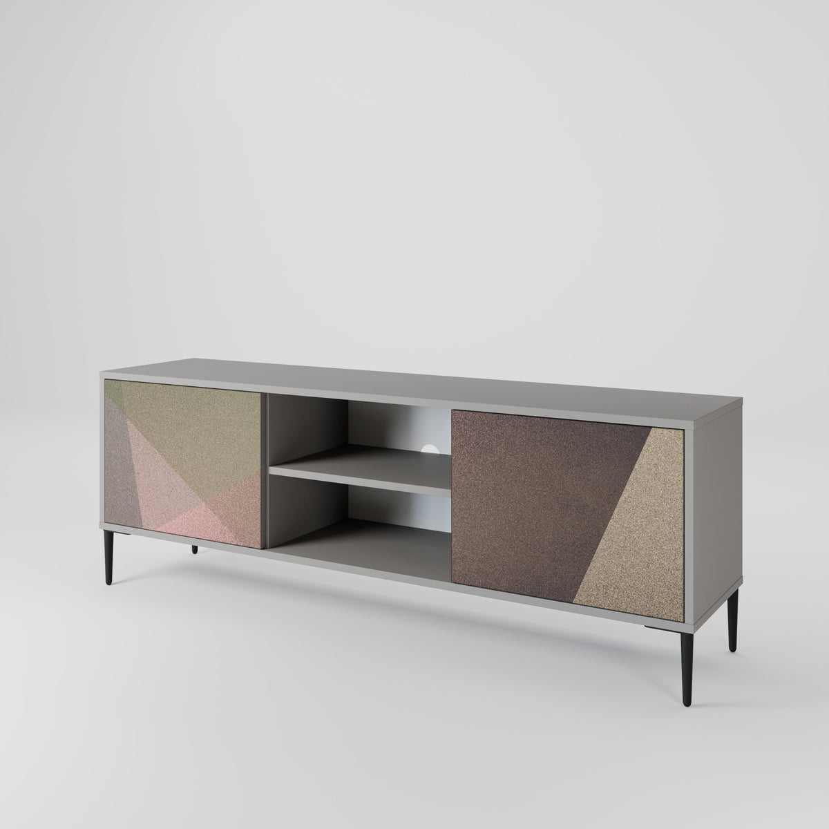 BEIGE GEOMETRY Mueble de TV de 2 Puertas