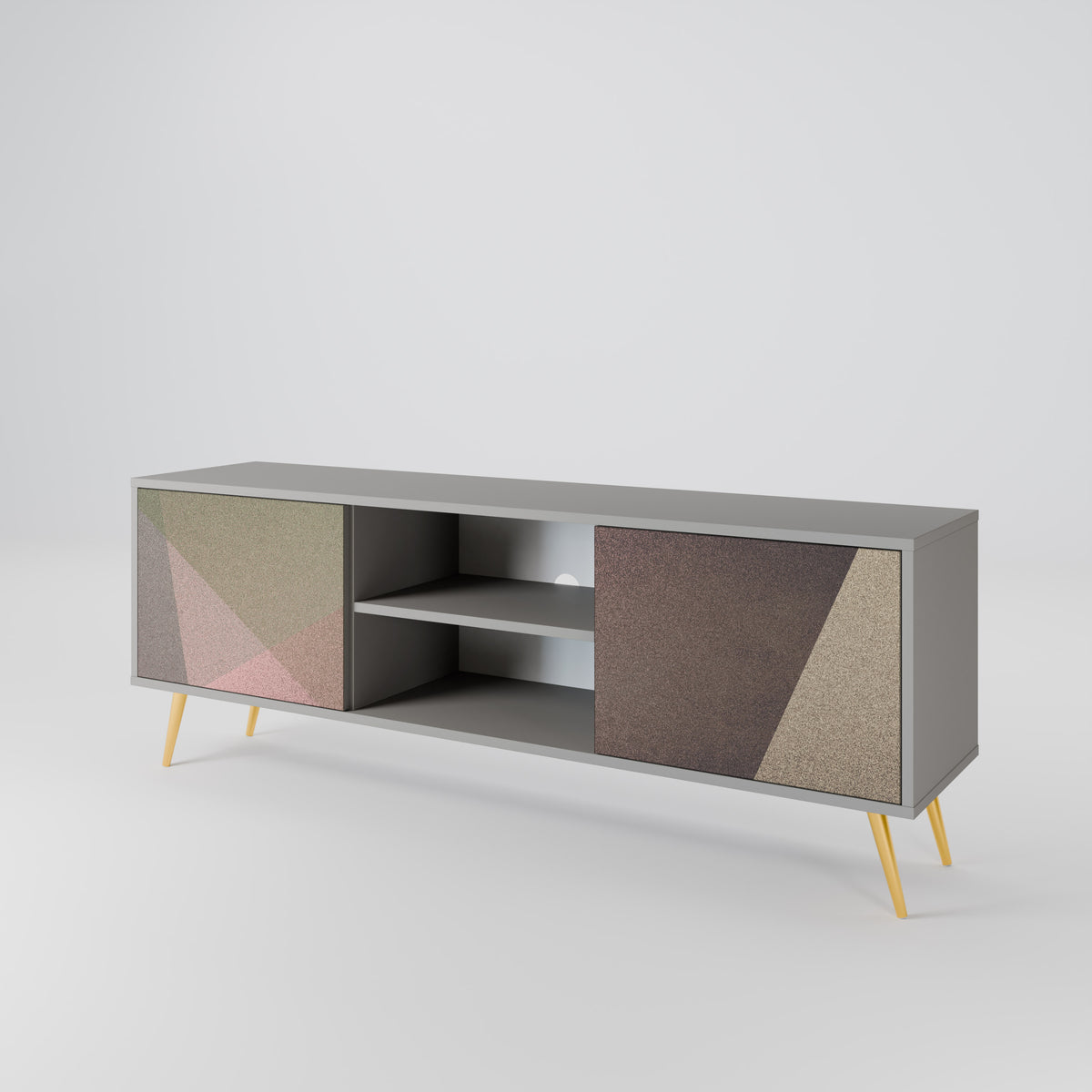 BEIGE GEOMETRY Móvel de TV de 2 Portas