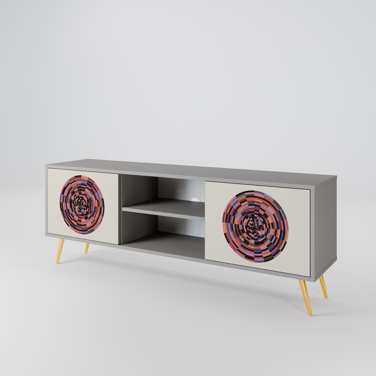 BROWN CIRCLES Mueble de TV de 2 Puertas