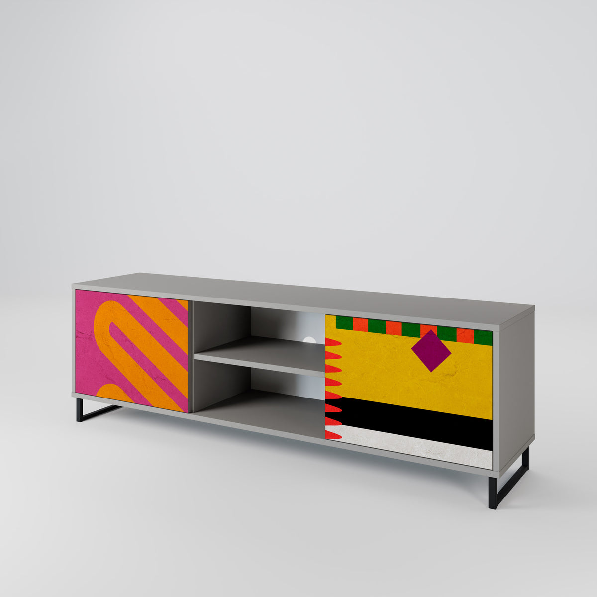 VIVID ART Mueble de TV de 2 Puertas