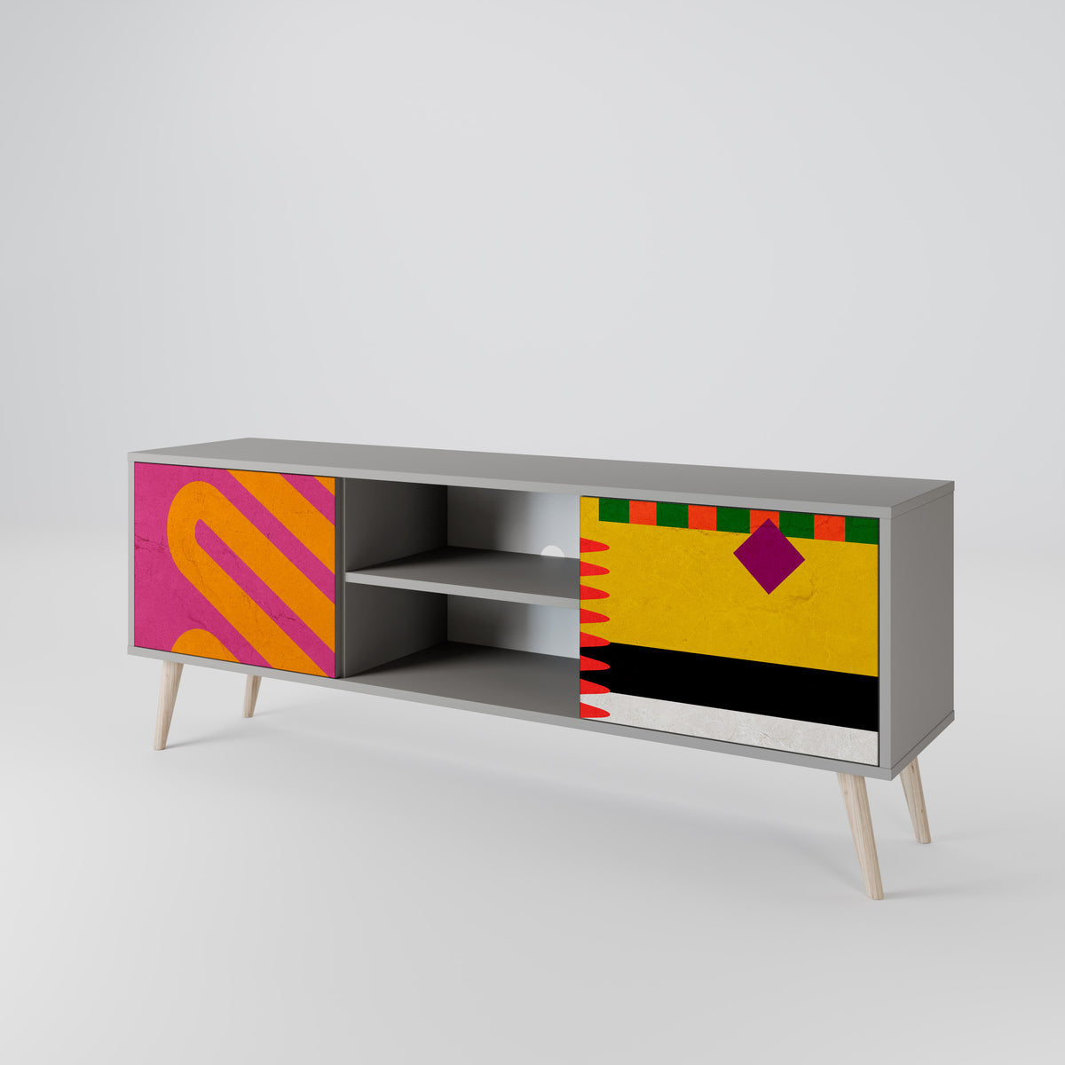VIVID ART Mueble de TV de 2 Puertas