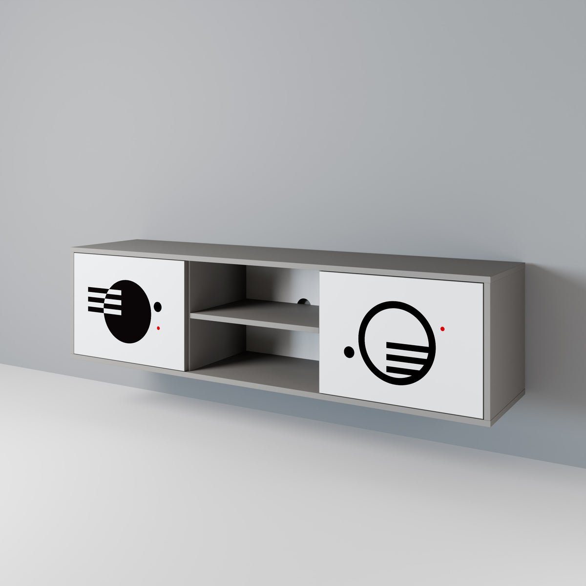 BLACK AND WHITE COMBINATION Mueble de TV de 2 Puertas