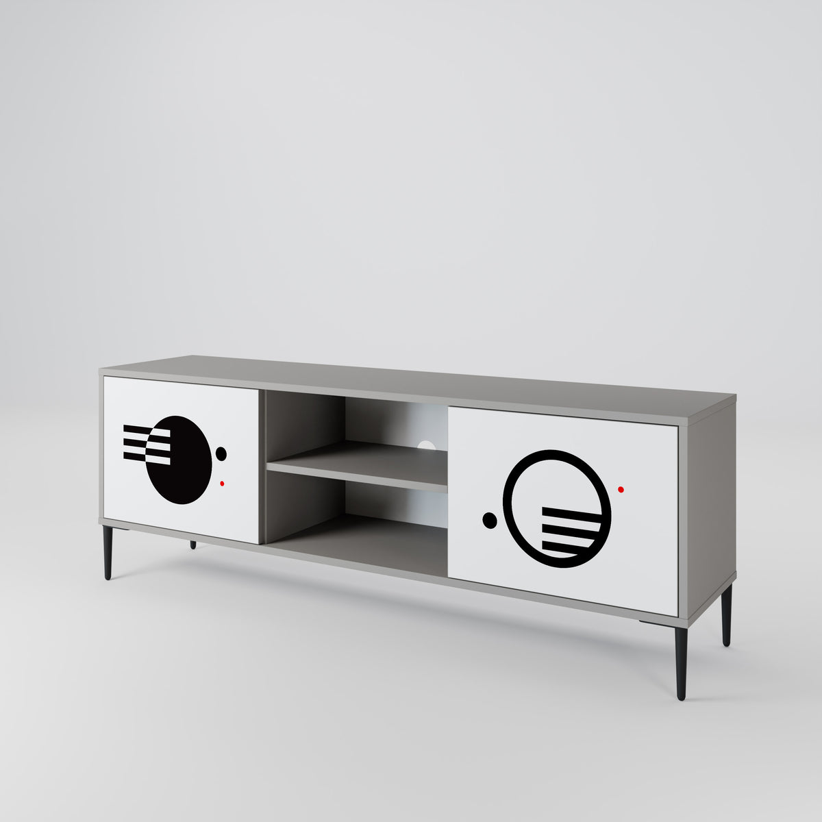 BLACK AND WHITE COMBINATION Mueble de TV de 2 Puertas