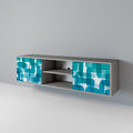 TURQUOISE RECTANGLES 2-Door TV Cabinet